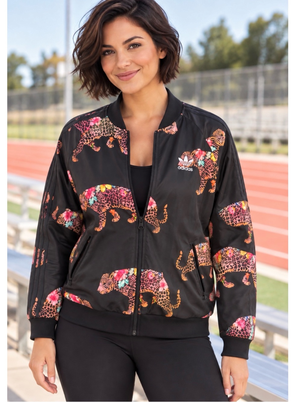 ADIDAS FARM RIO | RARE Track Bomber Jacket Oncada Leopard Print Sz. Medium